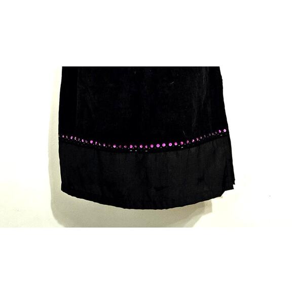 Usindo Corduroy Black Maxi Skirt Elastic Waist Satin Bottom Size Medium - Picture 3 of 6